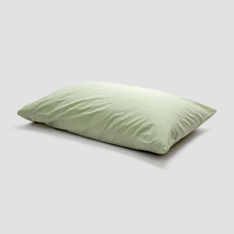 Washed Cotton Percale Pair of Super King Pillowcases, Apple-1