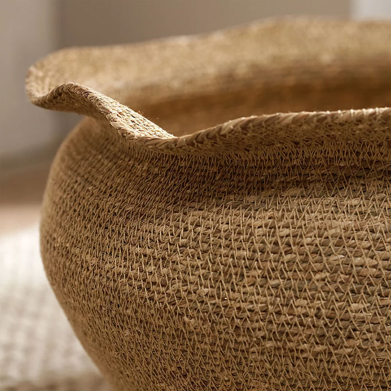 Natural Woven Seagrass Basket, D40cm, Natural-2