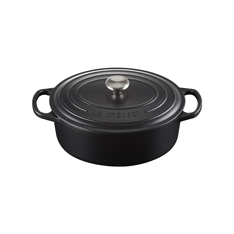 Signature Cast Iron Oval casserole, 29cm - 4.7 litre, Satin Black-0