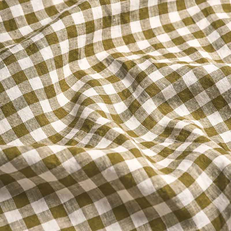 Gingham Double Fitted Sheet, Botanical Green-2