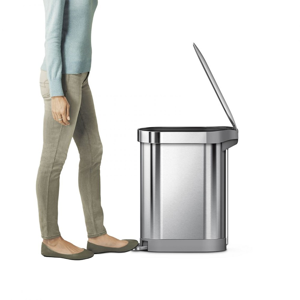 Slim pedal bin, H62cm - 45 litre, Brushed Stainless Steel-1