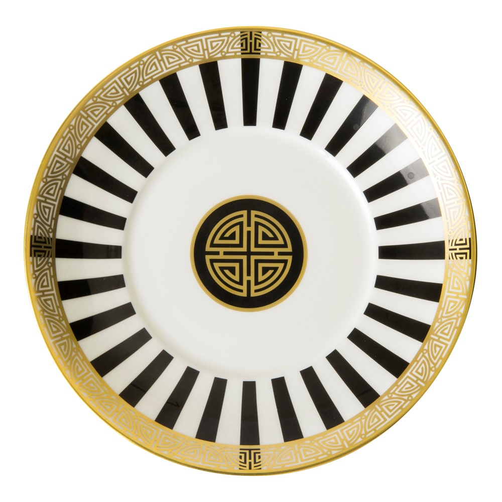 Satori Black Coupe saucer, 15.5cm, Black/White/Gold-0