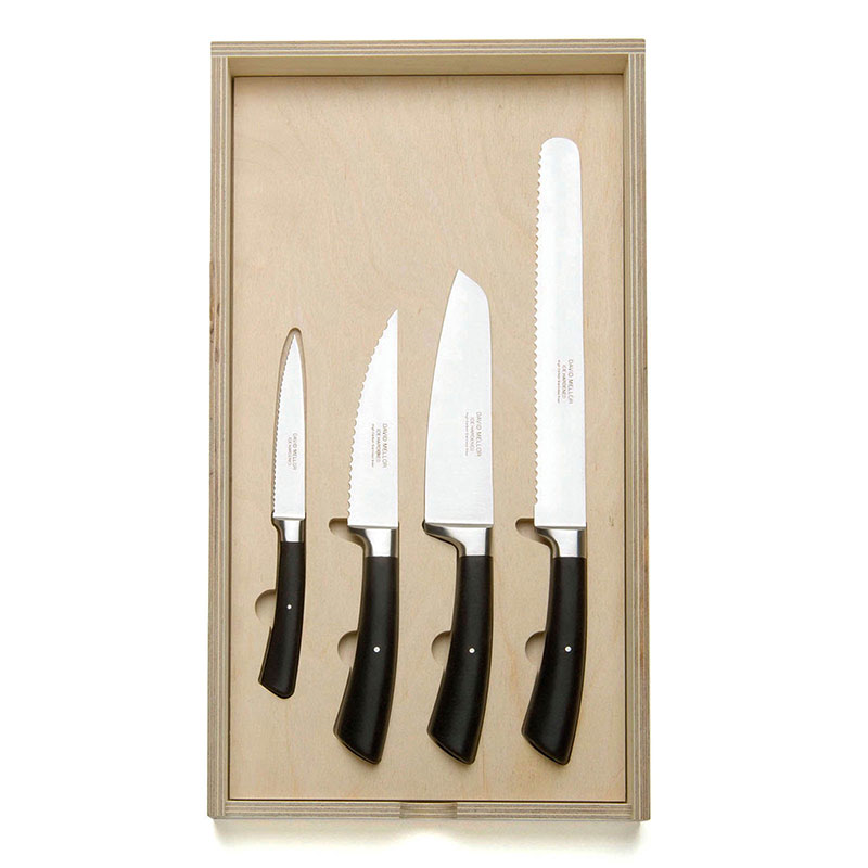 Black Handled Specialist Knife Set, L42 x W23cm, Black-0