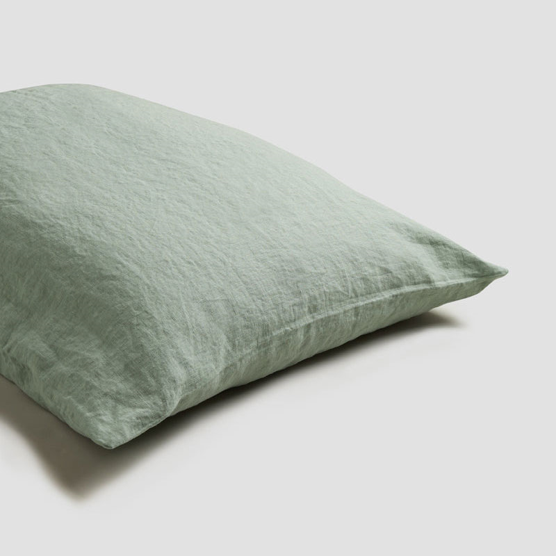 Sage Green Linen Pair of Pillowcases, Square-0