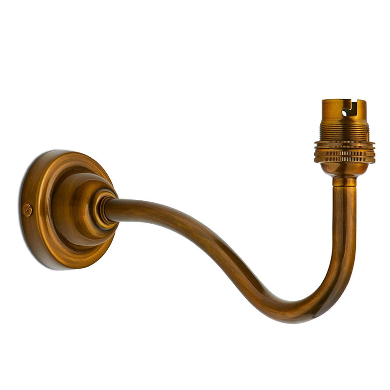 Swan Neck Wall Light Fitting, Antiqued Brass-1