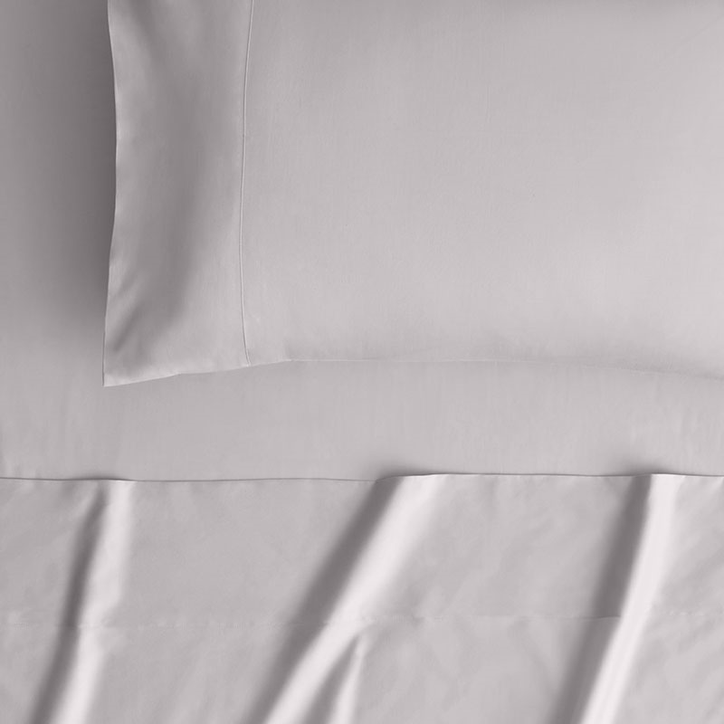 Cotton Sateen 500tc Fitted Sheet, Double, Silver-1