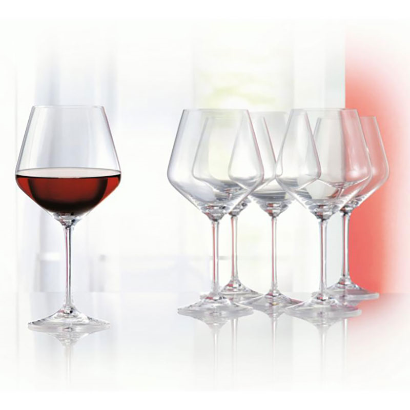 Style Set of 4 Burgundy Red Wine Glasses, 640ml, Clear-2