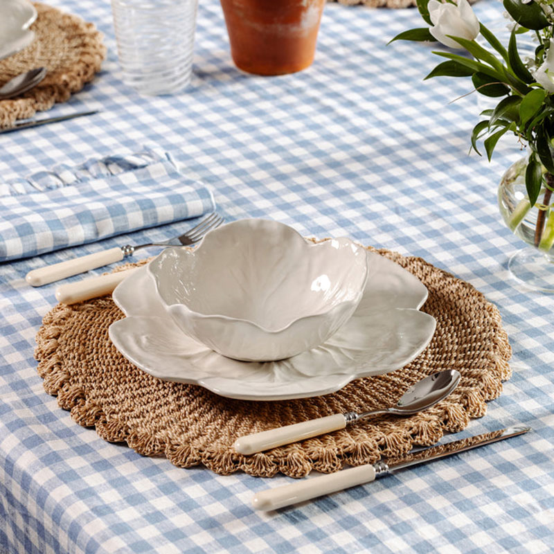 Scalloped Abaca Placemat, D38cm, Natural-4