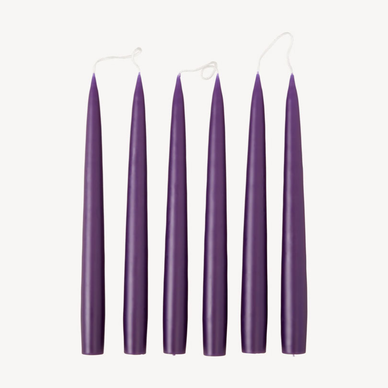 Set of 6 Tapered Dinner Candles, H25cm, Violet-0