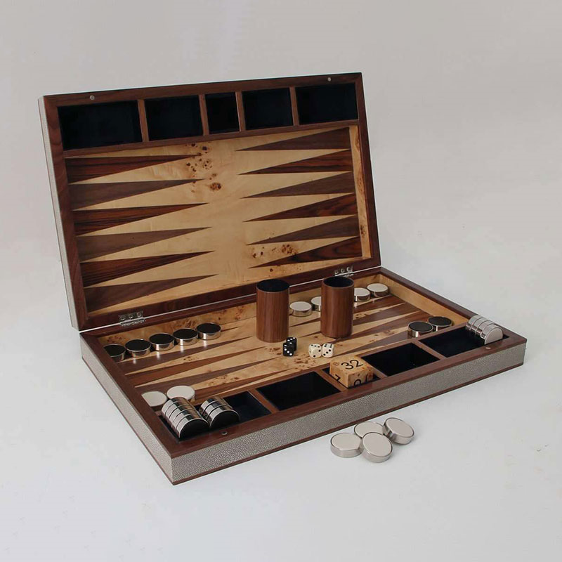 Backgammon Board, 54 x 34cm, Barley Shagreen-0