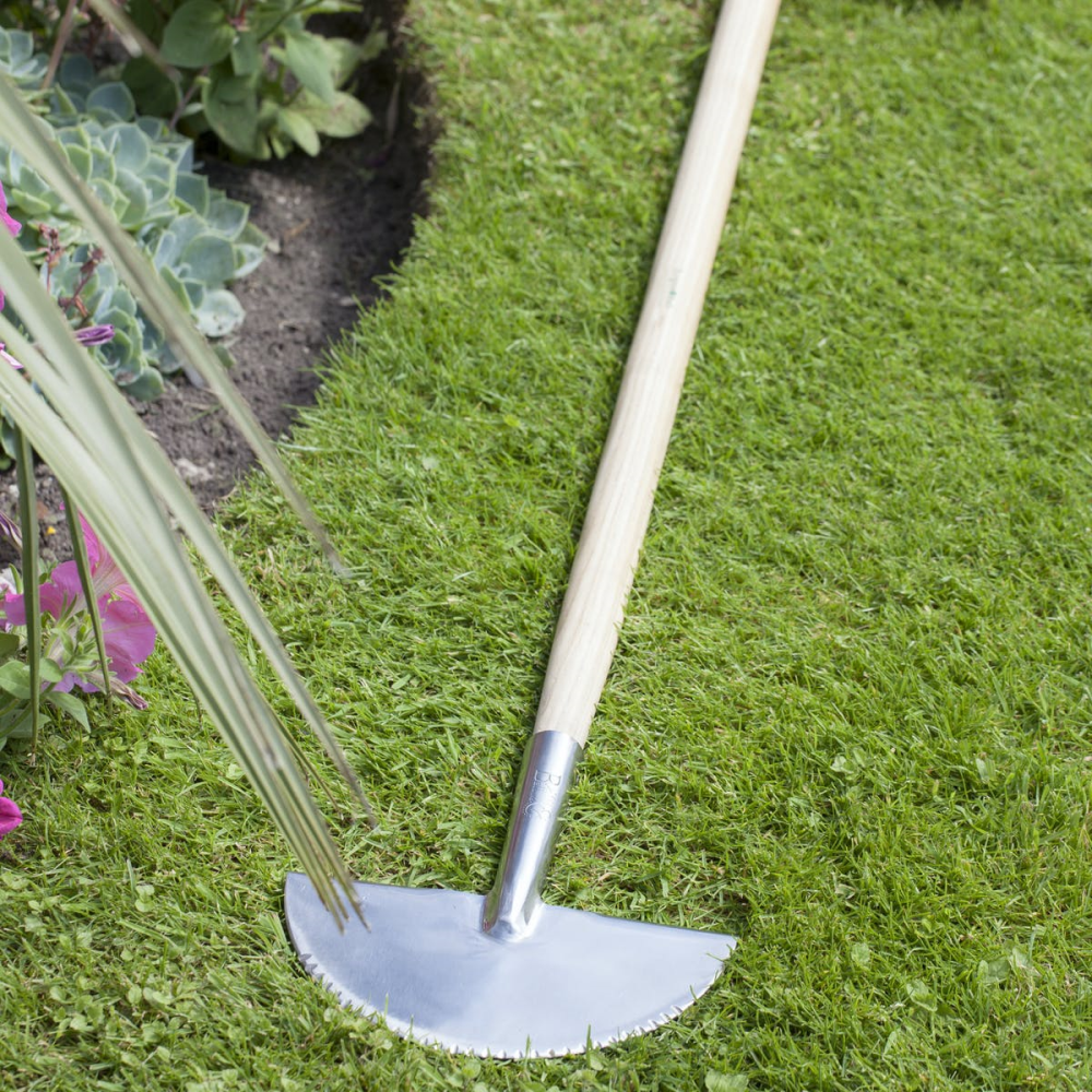 Stainless Steel Half Moon Lawn Edger, Silver/Natural-2