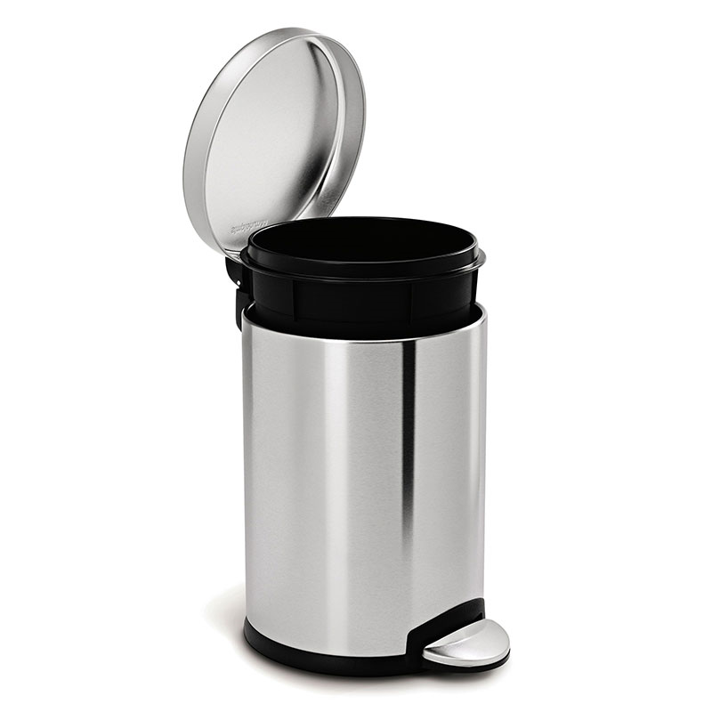 Round Pedal Bin, 4.5L, Brushed Stainless Steel-4