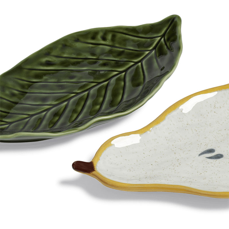 Forage Pear & Leaf Set of 2 Dishes, H3cm x W26cm x D13cm, Multi-3