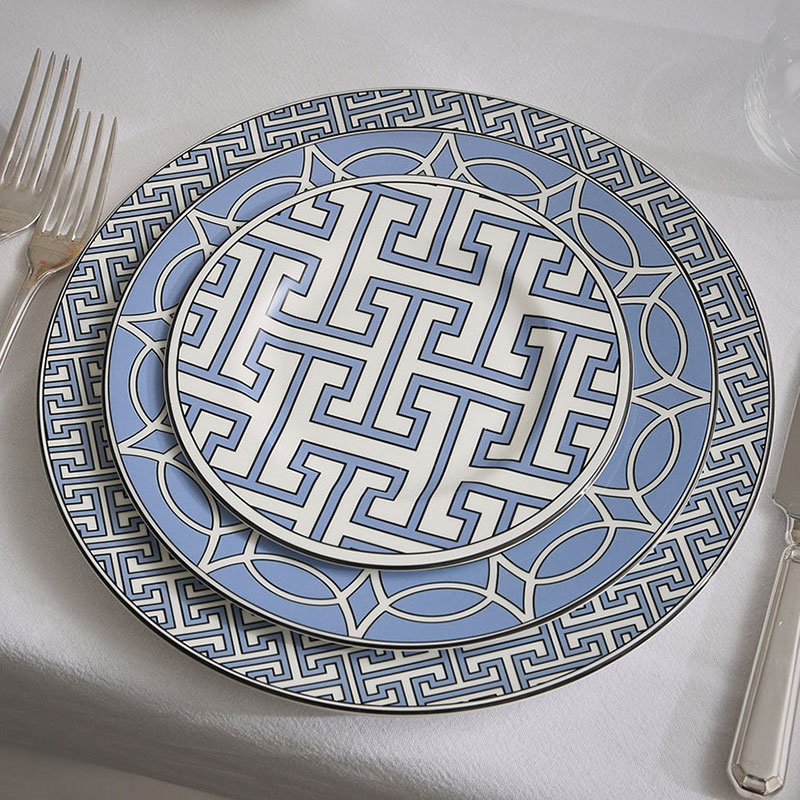 Maze Set of 2 Dinner Plate, D26cm, Cornflower Blue-8