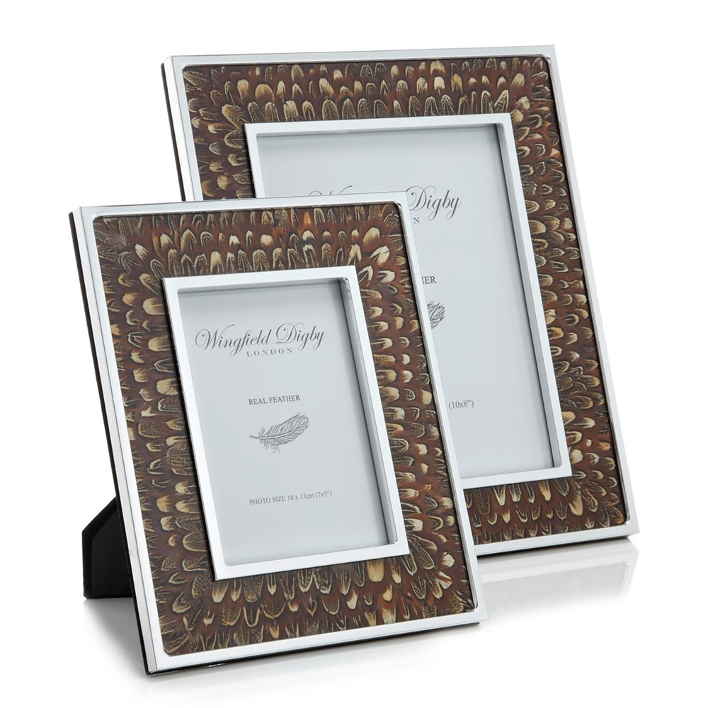 Feather and Glass Photo Frame, 5x7", Cock Pheasant-0