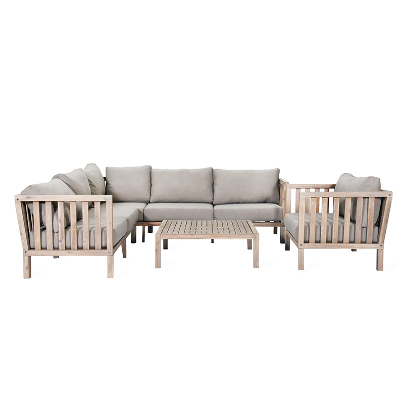 Corner Sofa Set, Porthallow, Acacia Wood-1