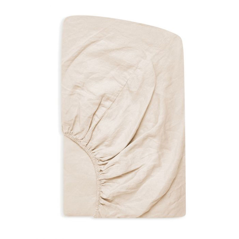 Linen King Size Fitted Sheet, Almond-1