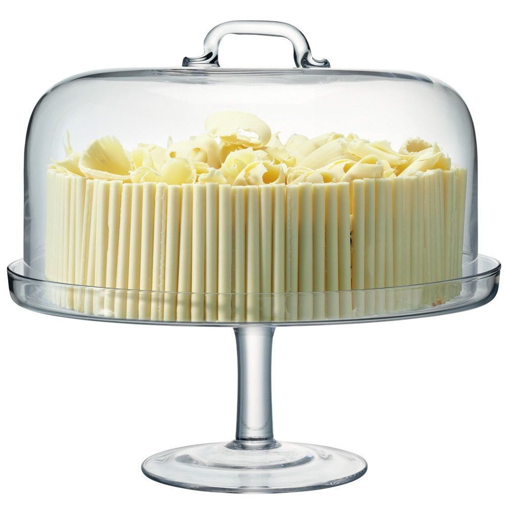 Serve Cakestand and dome, 34.5cm and 32cm, clear-0