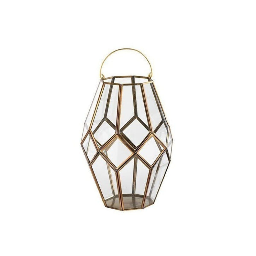 Mohani Lantern, H35 x D25cm, Antique Brass/Clear-2