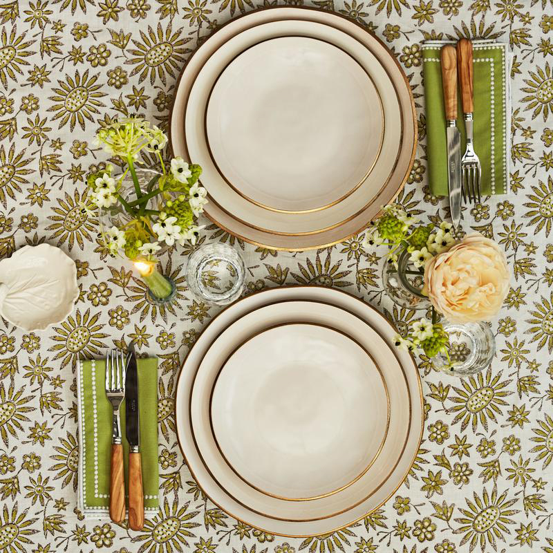 Blush 4 Piece Dinnerware Set, Gold Edge-5