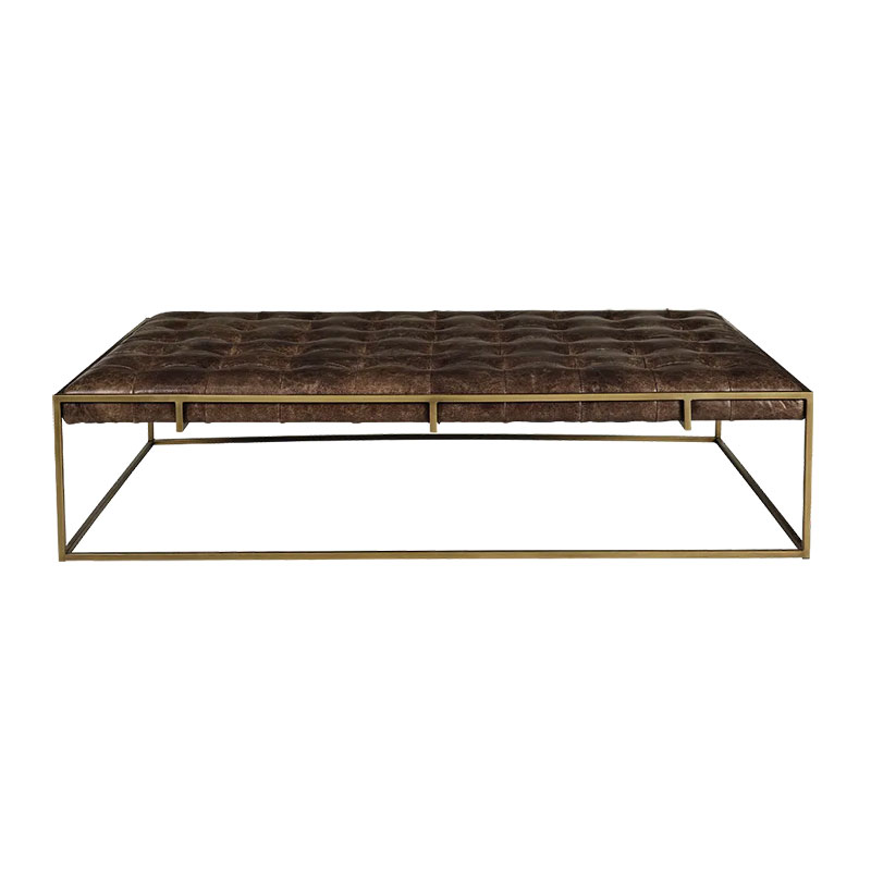 Wallace Coffee Table, H41 x W160cm, Aged Hazelnut Leather-1