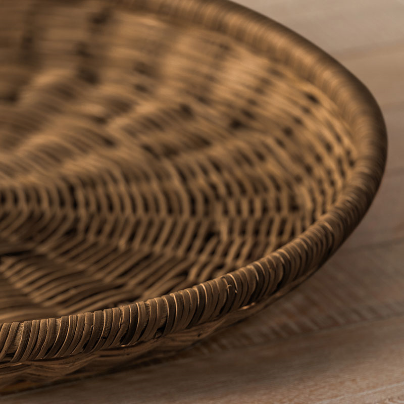 Pecan Rattan Round Tray, D43cm, Brown-5