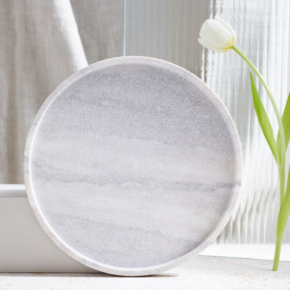 Round Marble Board, D28cm, White-0