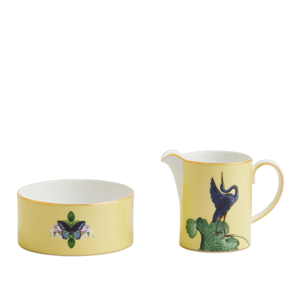 Wonderlust Waterlily Sugar & Creamer Set, Yellow/Floral-0