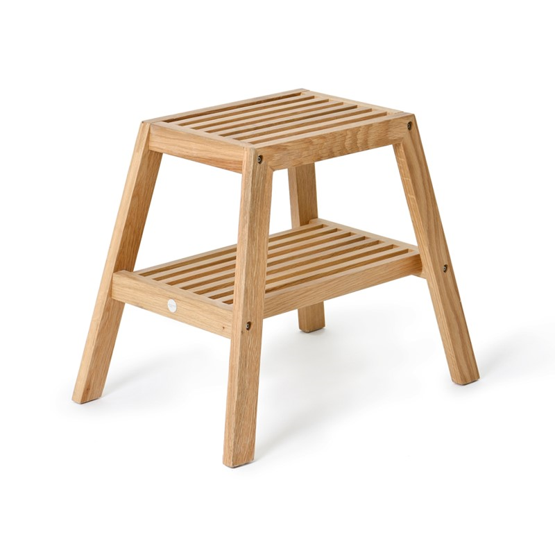 Slatted stool, H42 x W50.5 x D35.4cm, Oak-0