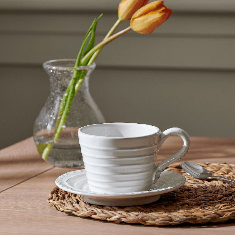 Bowsley Set of 6 Cup & Saucers, 240ml, White-0