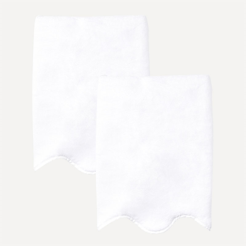 Amelia Scalloped Pair of Hand Towels, White-1