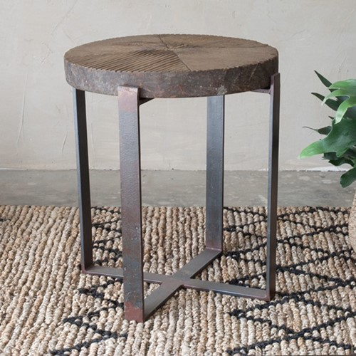 Chakala Wooden Side Table, Reclaimed Wood & Iron-0