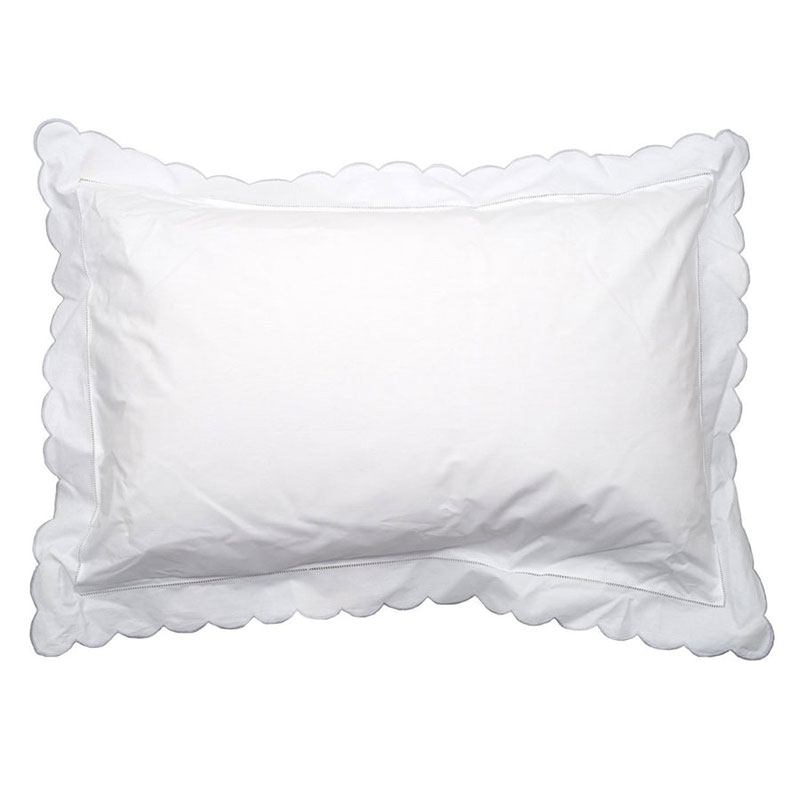 Scallop Standard Pillowcase, Light Grey-1