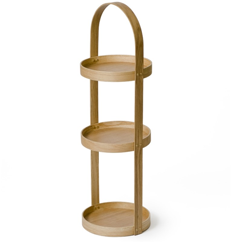 Mezza 3 tier round caddy, H82 x W26 x D25.5cm, Oak-0