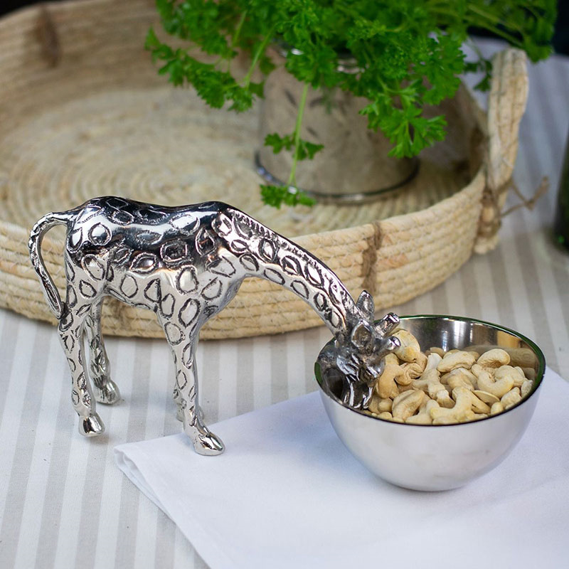 Wild Giraffe Nibbles Bowl, L28 x W12.5 x H14.5 cm, Silver-0