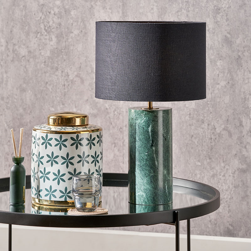 Kiorini Table Lamp Base, H35cm, Green Marble-2