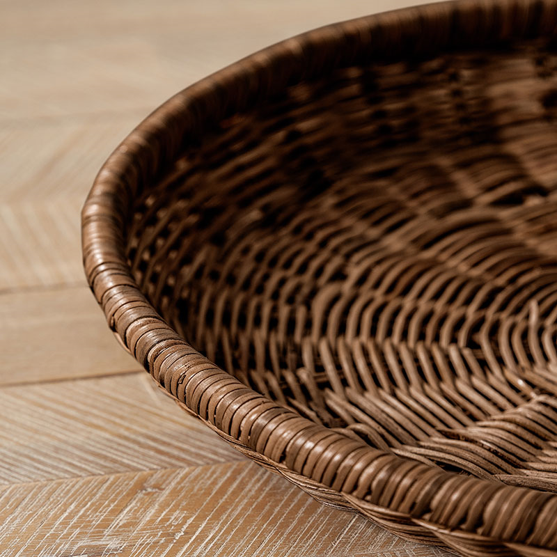 Pecan Rattan Round Tray, D43cm, Brown-3