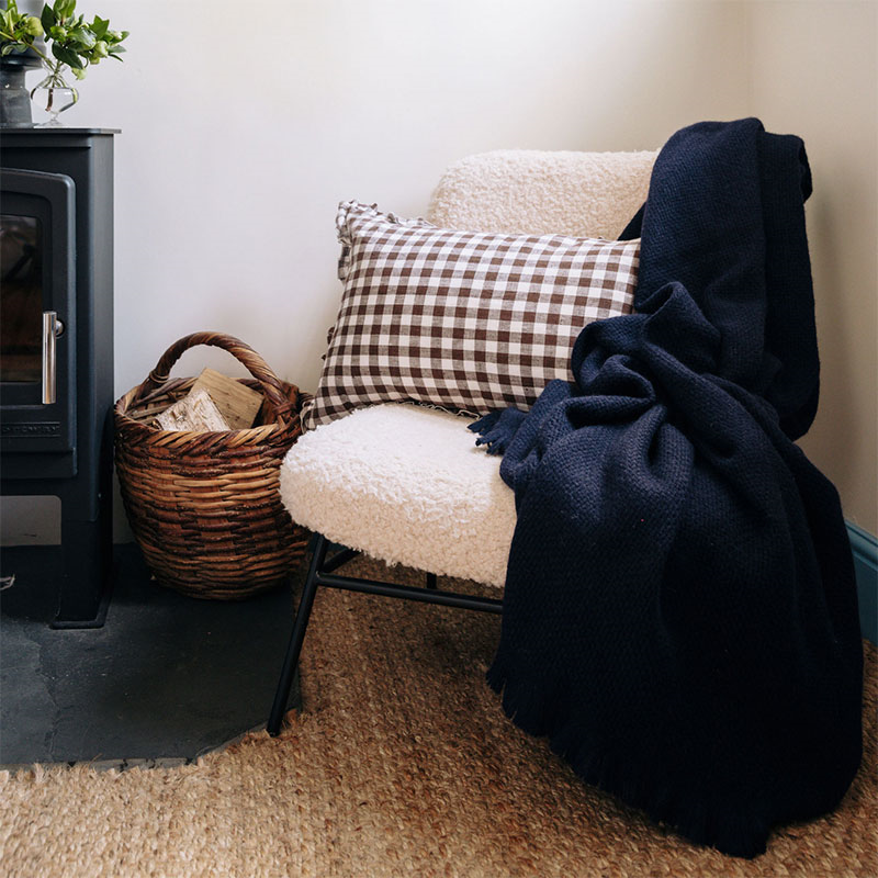 Alpaca Basketweave Throw, 130 x 180cm, Navy-0