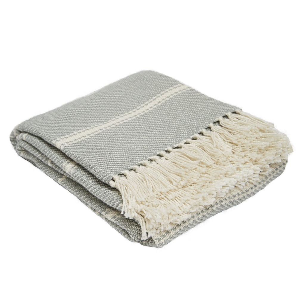 Oxford Stripe Blanket 230 x 130cm, Dove Grey-0