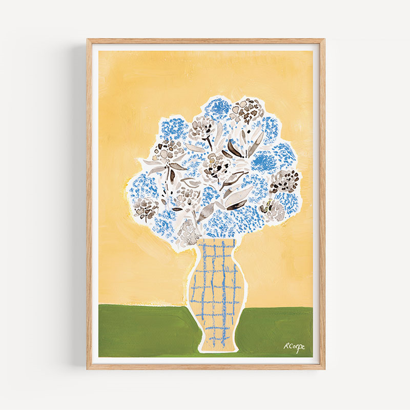 Hydrangea Print, A3, Yellow-1