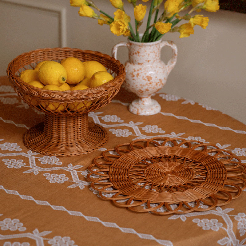 Rattan Placemat, D38cm, Natural Rattan-0