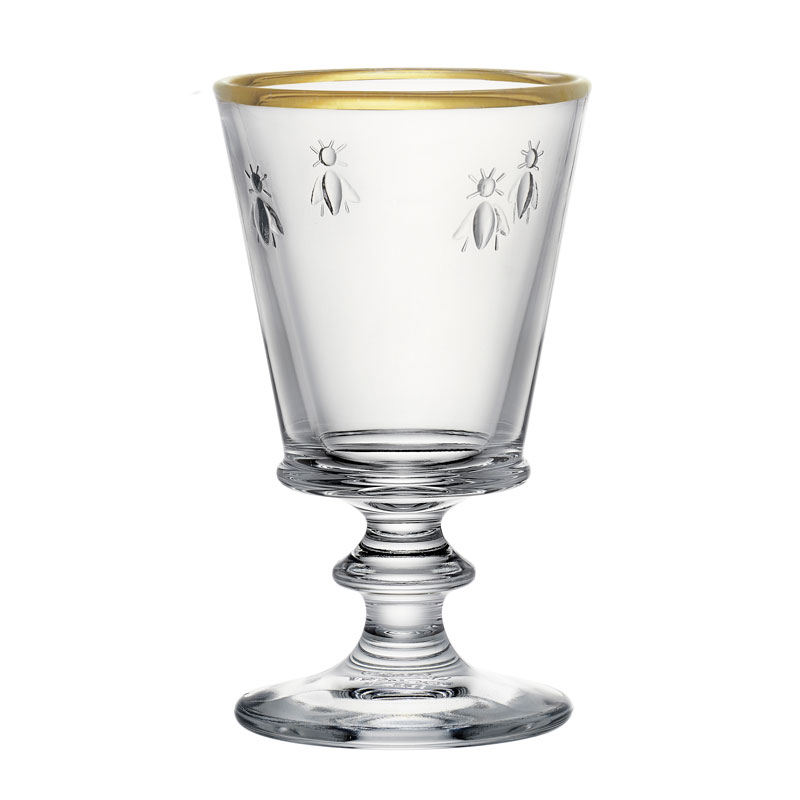 Bee Set of 4 Wine Glasses, 240ml, Clear with Gold Rim-1