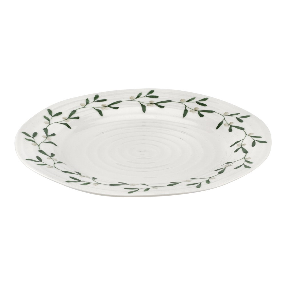 Mistletoe Set of 4 Dinner plates, Dia28cm, white/ green-3