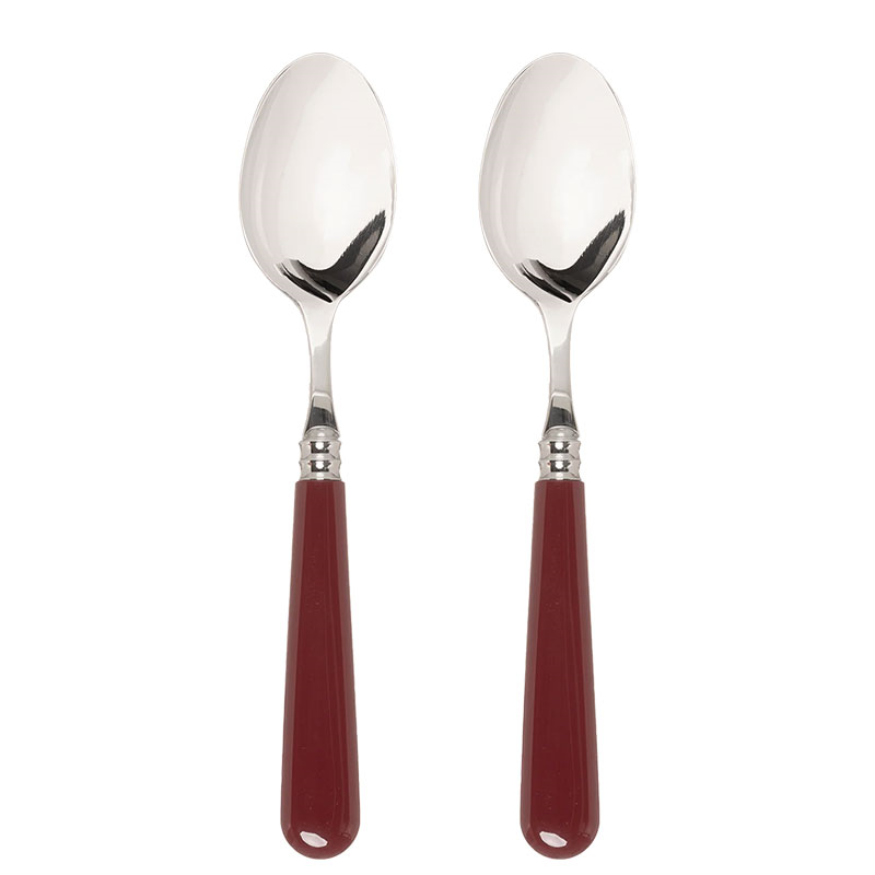 Set of 2 Dessert Spoons, Burgundy-0