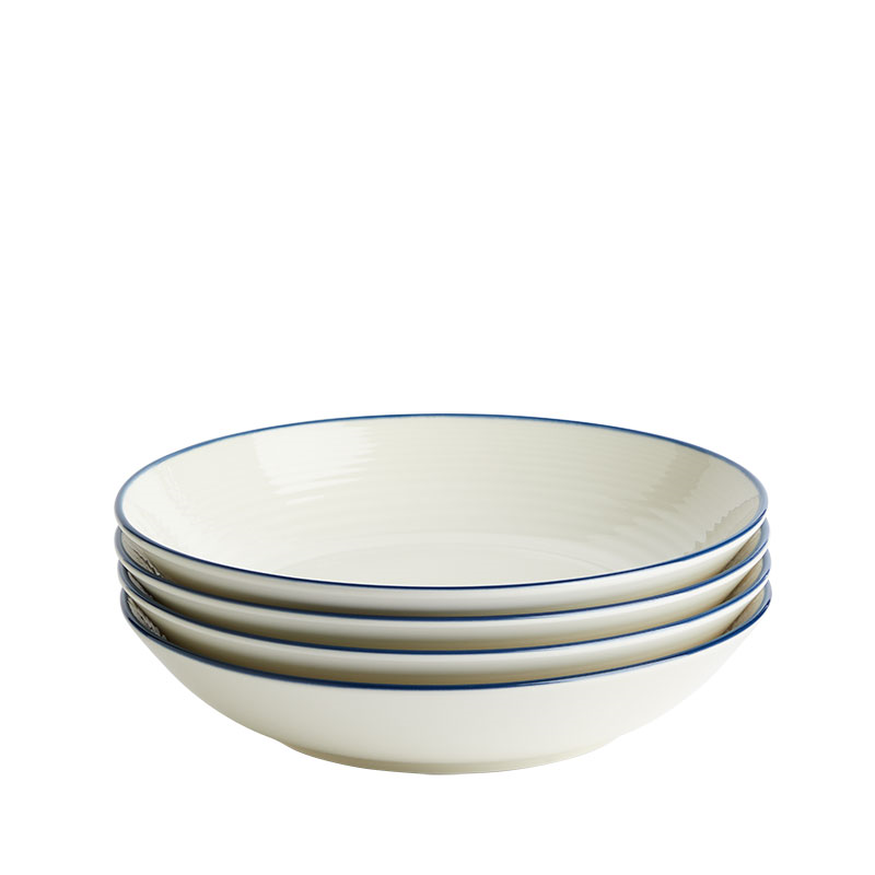 Gordon Ramsay Maze Denim Line Set of 4 Pasta Bowls, D24cm, White-0