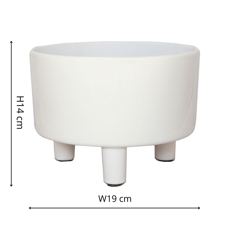 Pisa Bowl planter, H14 x W19 x D19cm, White-7