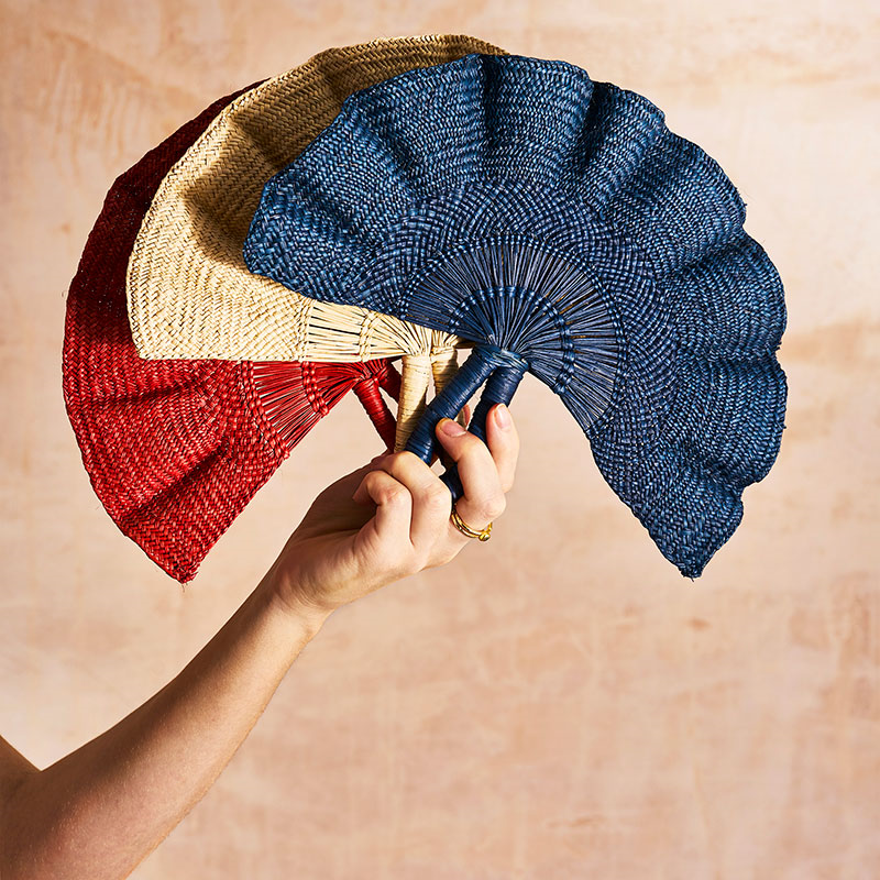 Classic Handwoven Fan, 24cm, Red-1