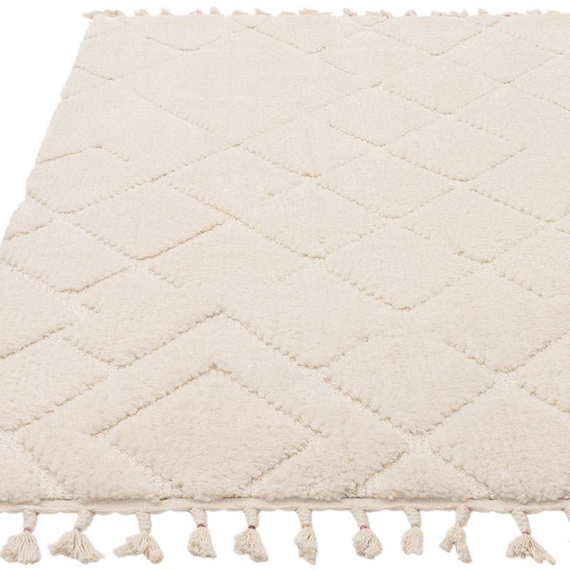 Arianna vanilla shaggy moroccan rug, 200 x 290cm, Cream-1