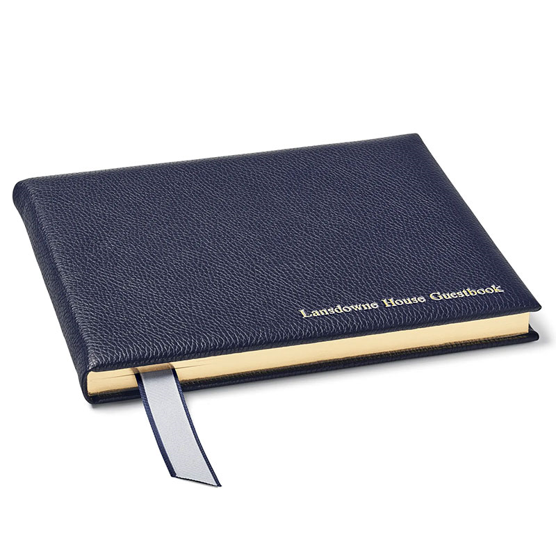 Classic Guest Bookwith A4 Plain Pages, Navy Pebble-4