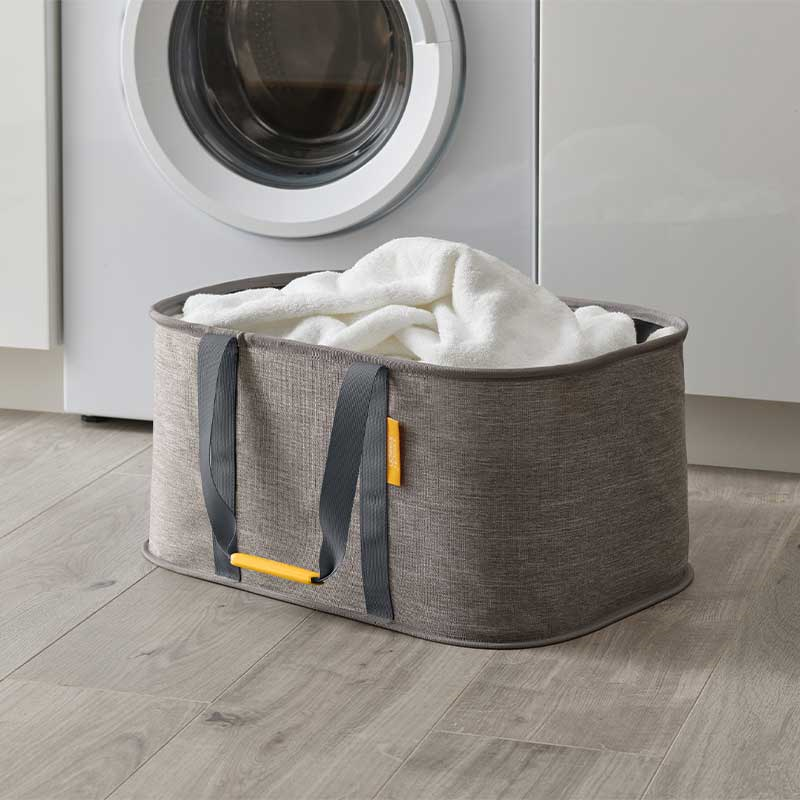 Hold-All Collapsible Laundry Basket, 35L, Grey-0